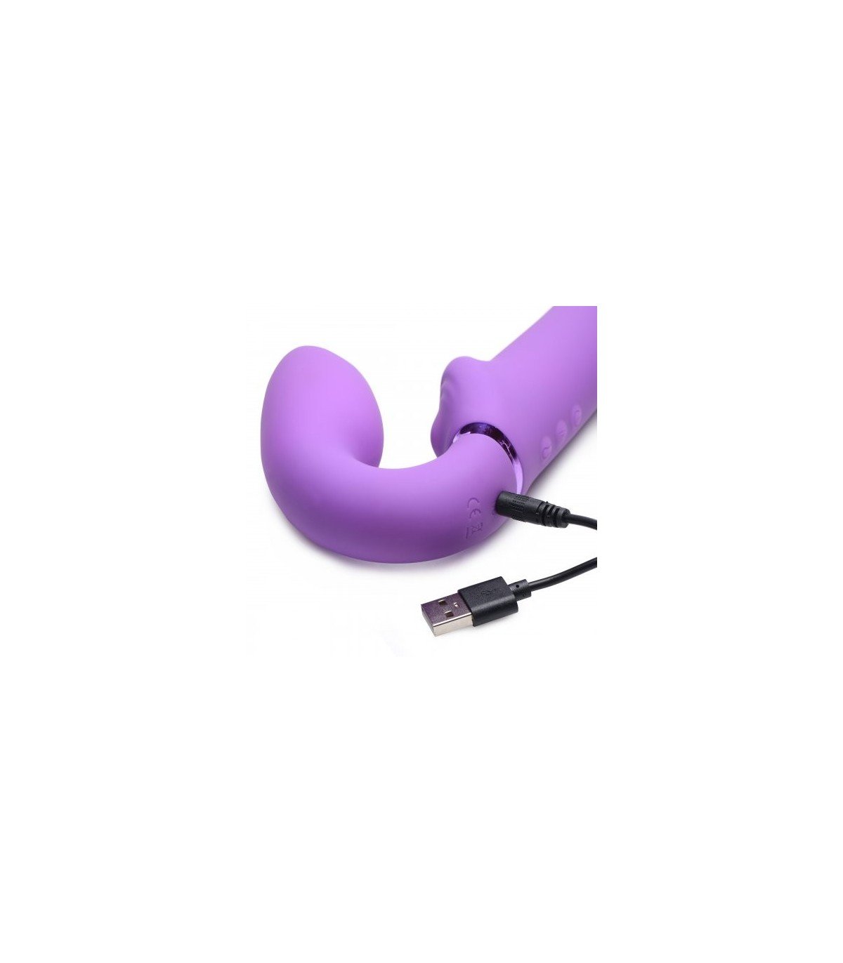 ARNÉS INFLABLE DOBLE C/ MANDO Y PULSATORIO CLÍTORIS USB LILA - Imagen 6