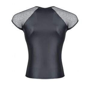 CAMISETA WETLOOK CON REJILLA MANGAS NEGRA S