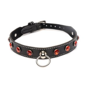 COLLAR CHOKER PIEDRAS ROJO CON ANILLA