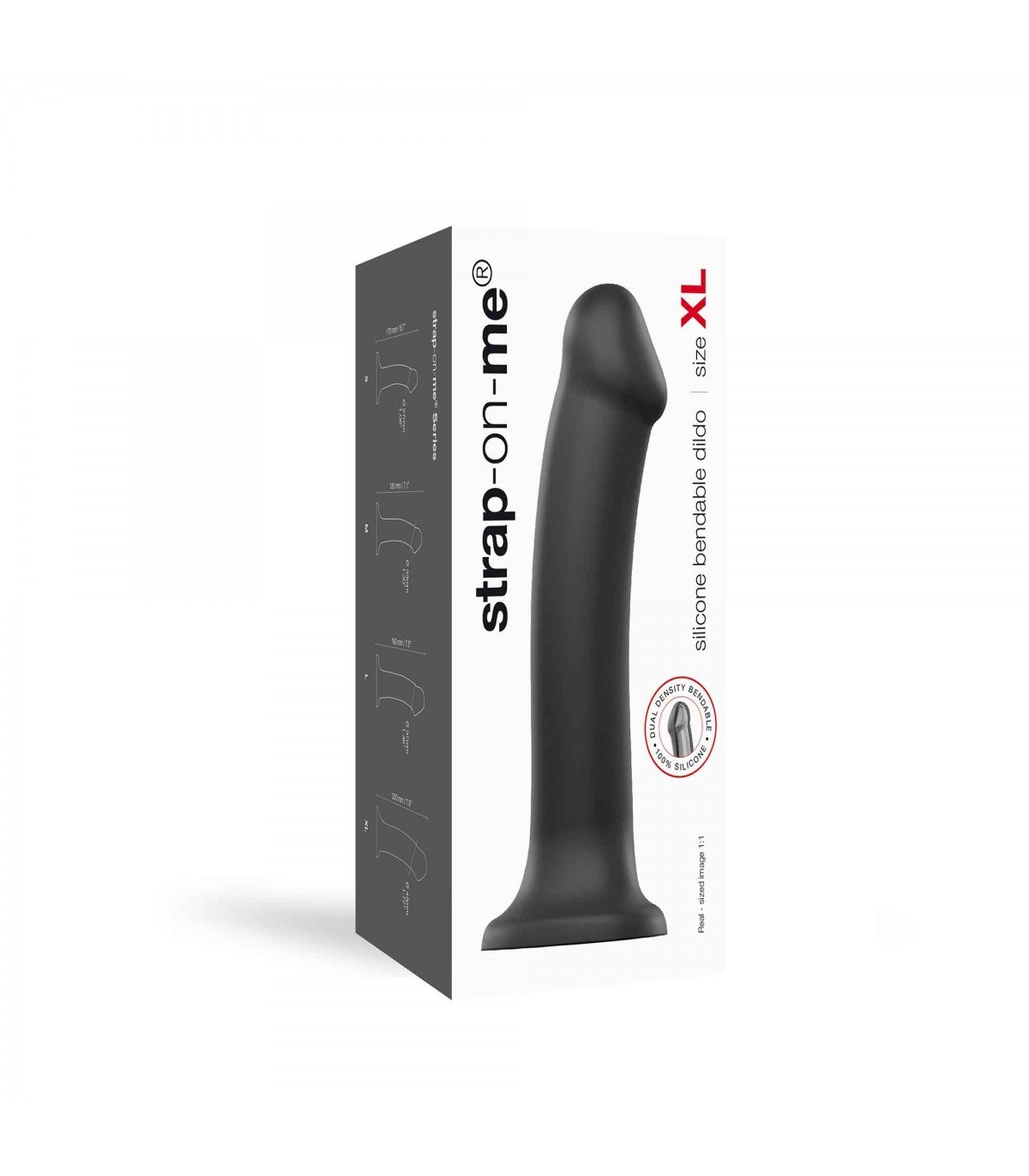 DILDO C/VENTOSA APTO ARNÉS DUAL DENSITY FLEXIBLE NEGRO XL - Imagen 3