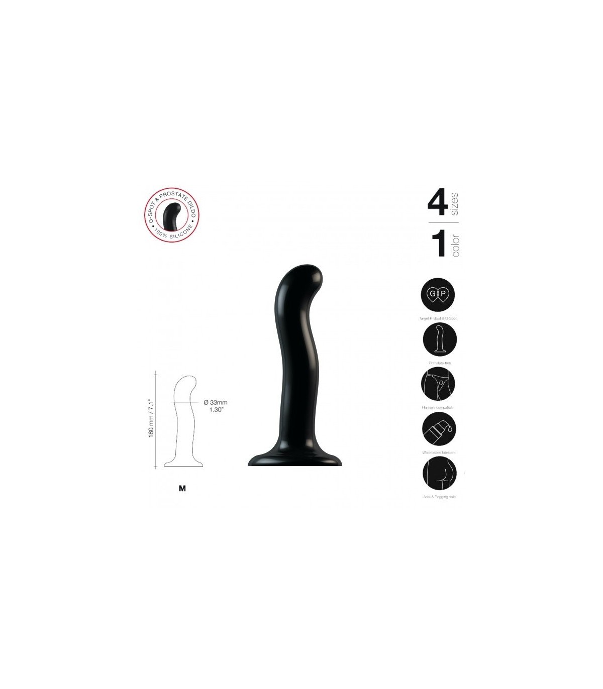 DILDO SILICONA ESTIMULADOR PUNTO P/G NEGRO S - Imagen 5