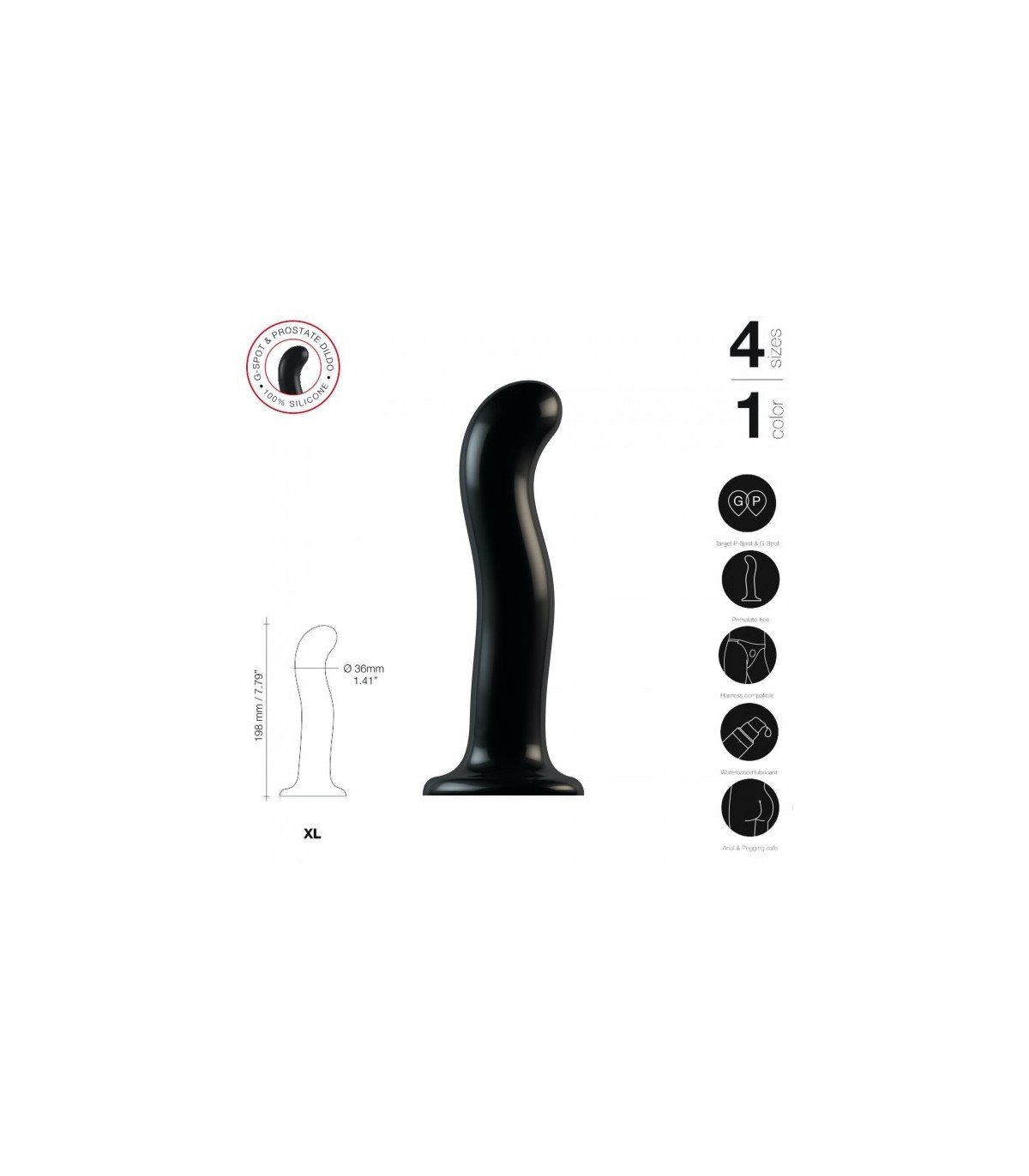 DILDO SILICONA ESTIMULADOR PUNTO P/G NEGRO XL - Imagen 5
