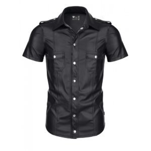 LUCA CAMISA WETLOOK CON CORCHETES NEGRA L