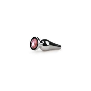 PLUG METALICO N11 CON PIEDRA ROSA PLATEADO