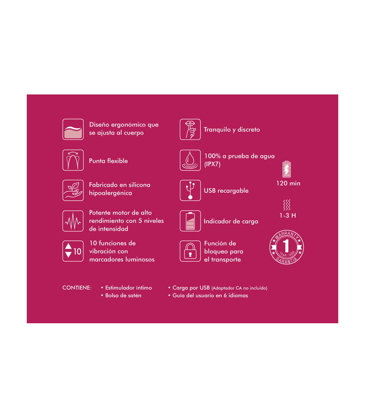 SHUNGA VIBRADOR MASAJEADOR SANYA USB ROSA - Imagen 6