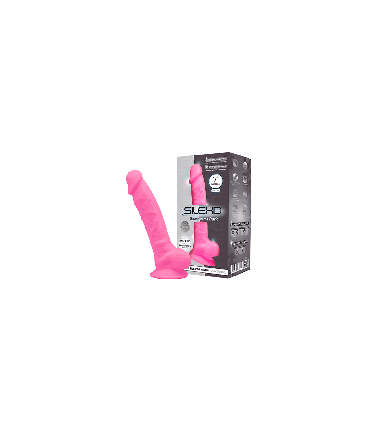 SILEXD DILDO SILICONA MODEL 1 7 ROSA FOSFORESCENTE" - Imagen 5