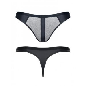 TANGA WETLOOK CON REJILLA NEGRO M