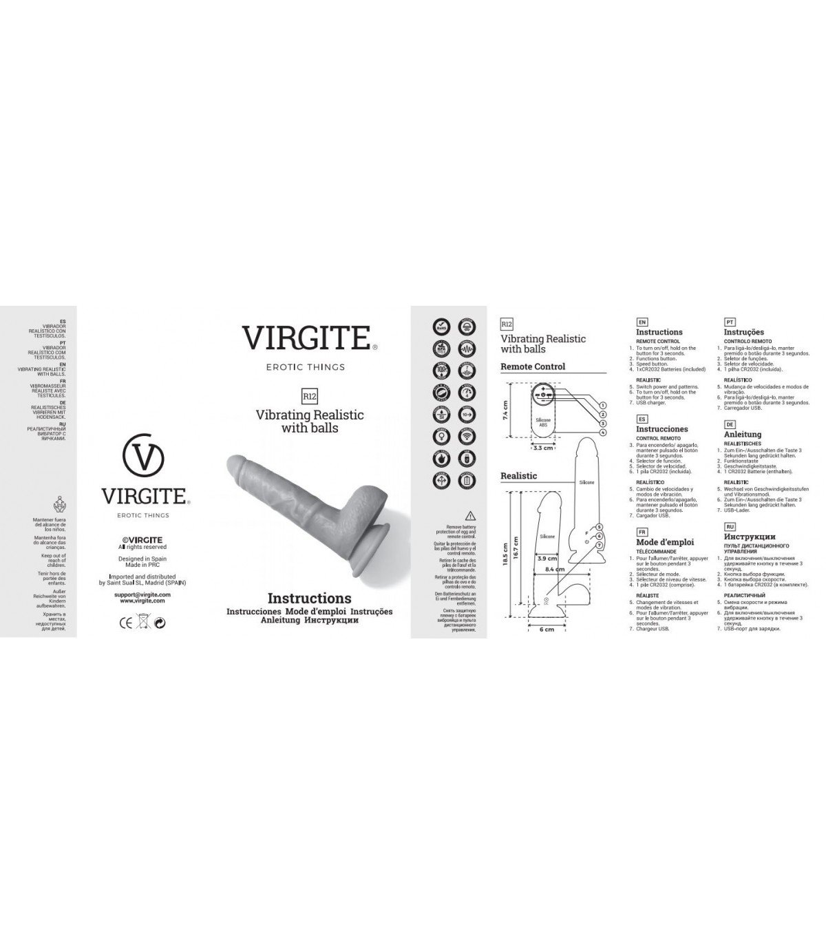 VIBRADOR REALÍSTICO R12" ROSA 14,4CM C/ CONTROL REMOTO" - Imagen 4