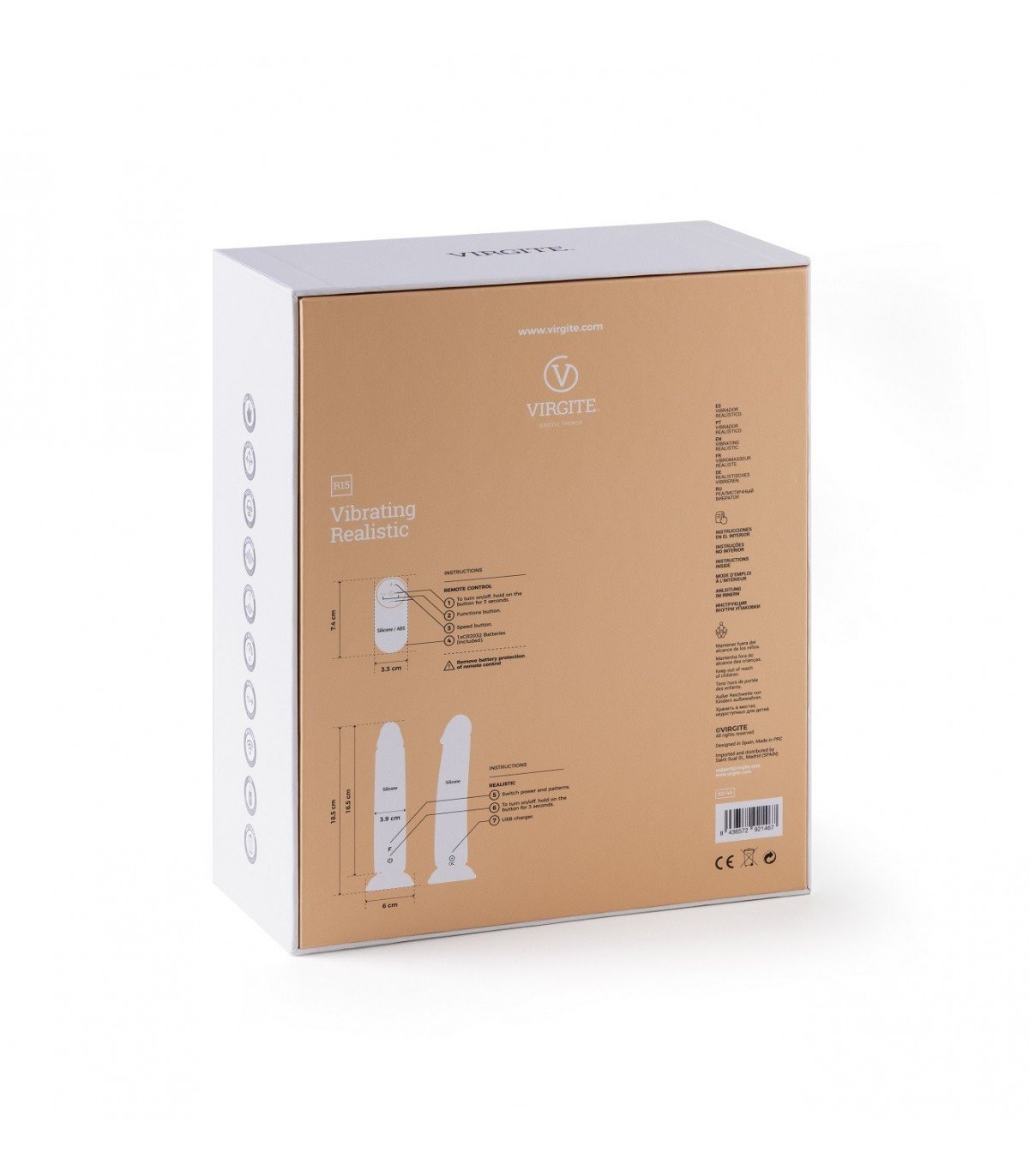 VIBRADOR REALÍSTICO R15" ROSA 16,5CM C/ CONTROL REMOTO" - Imagen 6