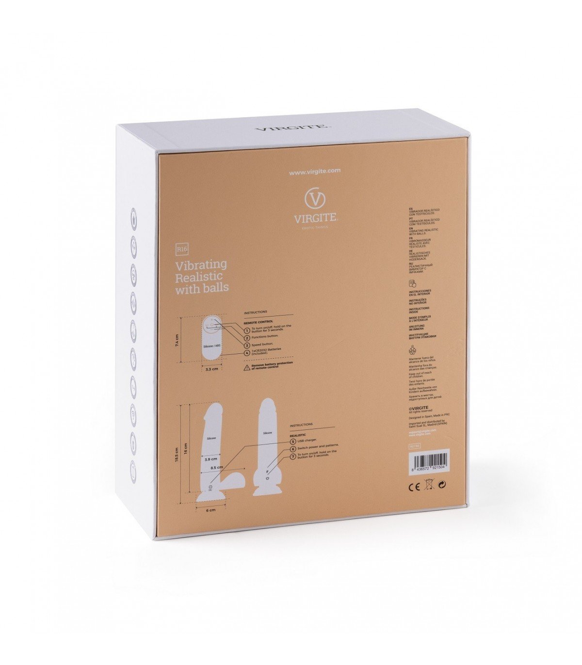 VIBRADOR REALÍSTICO R16" ROSA 16 CM C/ CONTROL REMOTO" - Imagen 6