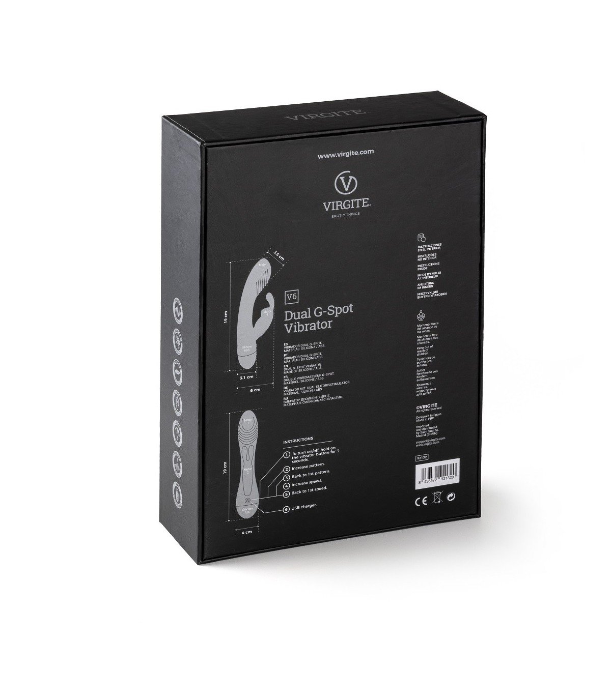 VIBRADOR RECARGABLE V6 AZUL - Imagen 5