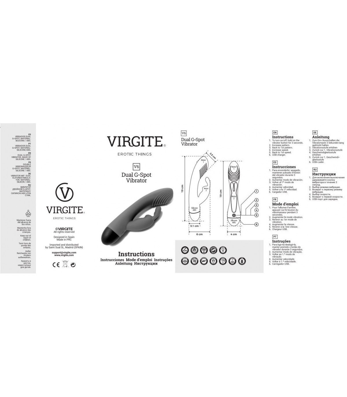VIBRADOR RECARGABLE V6 AZUL - Imagen 6